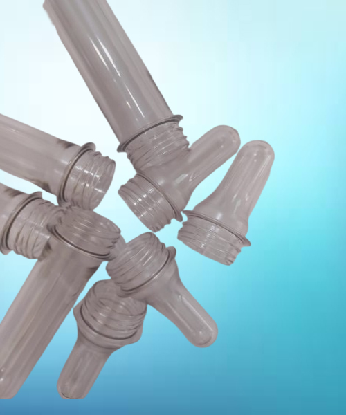 Clear Glass Water Bottles In Holders.